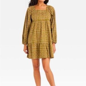 Universal Thread Olive Floral Dress Oversized Sm - PTP 18”